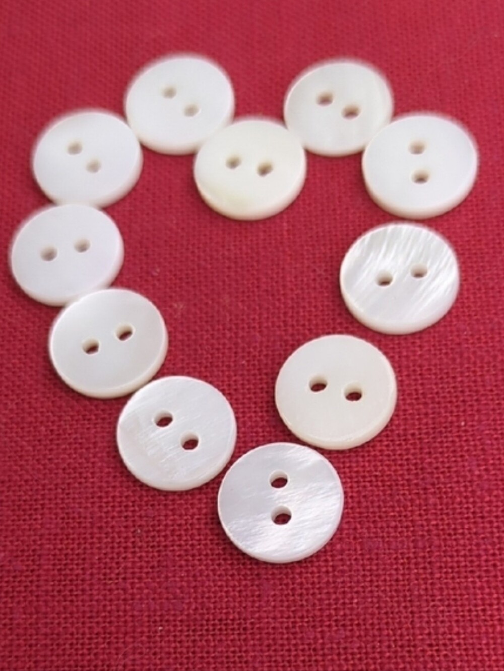 White Mother of Pearl Buttons, 11 mm Diameter